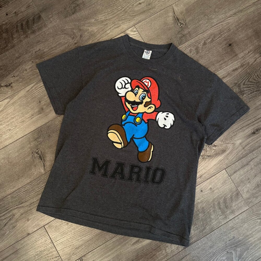 Vintage Delta Pro Weight Nintendo Mario Men's Gray T-Shirt - Size XL